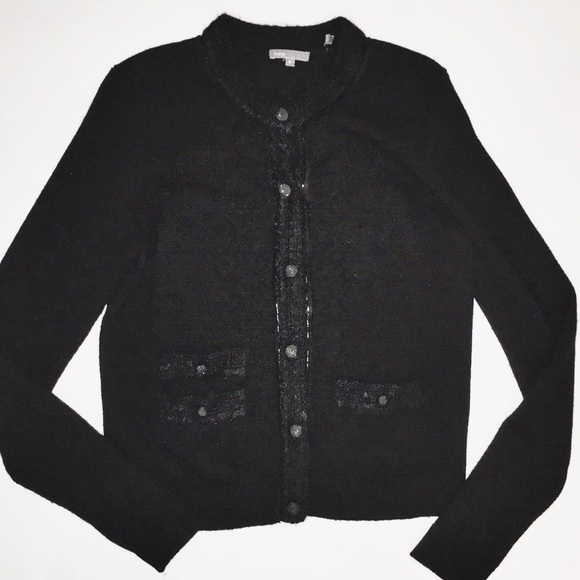 vince black cashmere cardigan